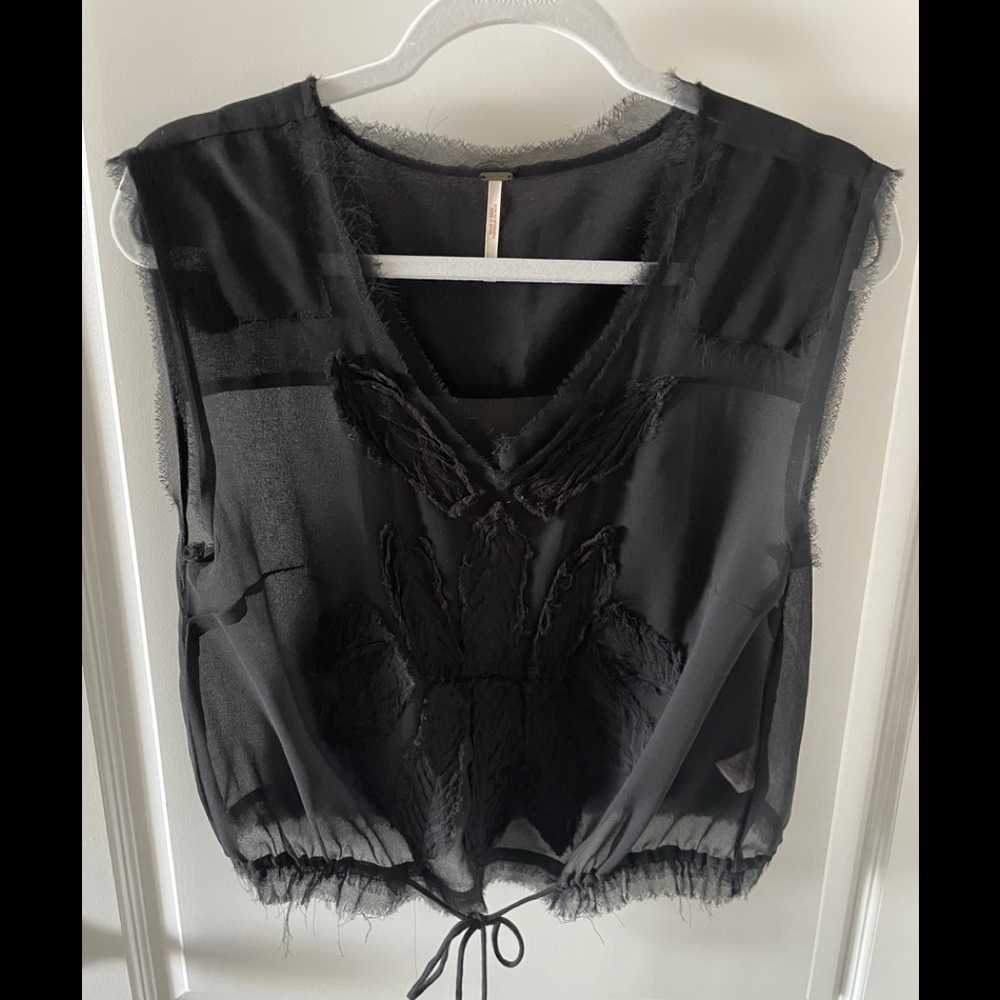 Free People Black Embroidered Tank